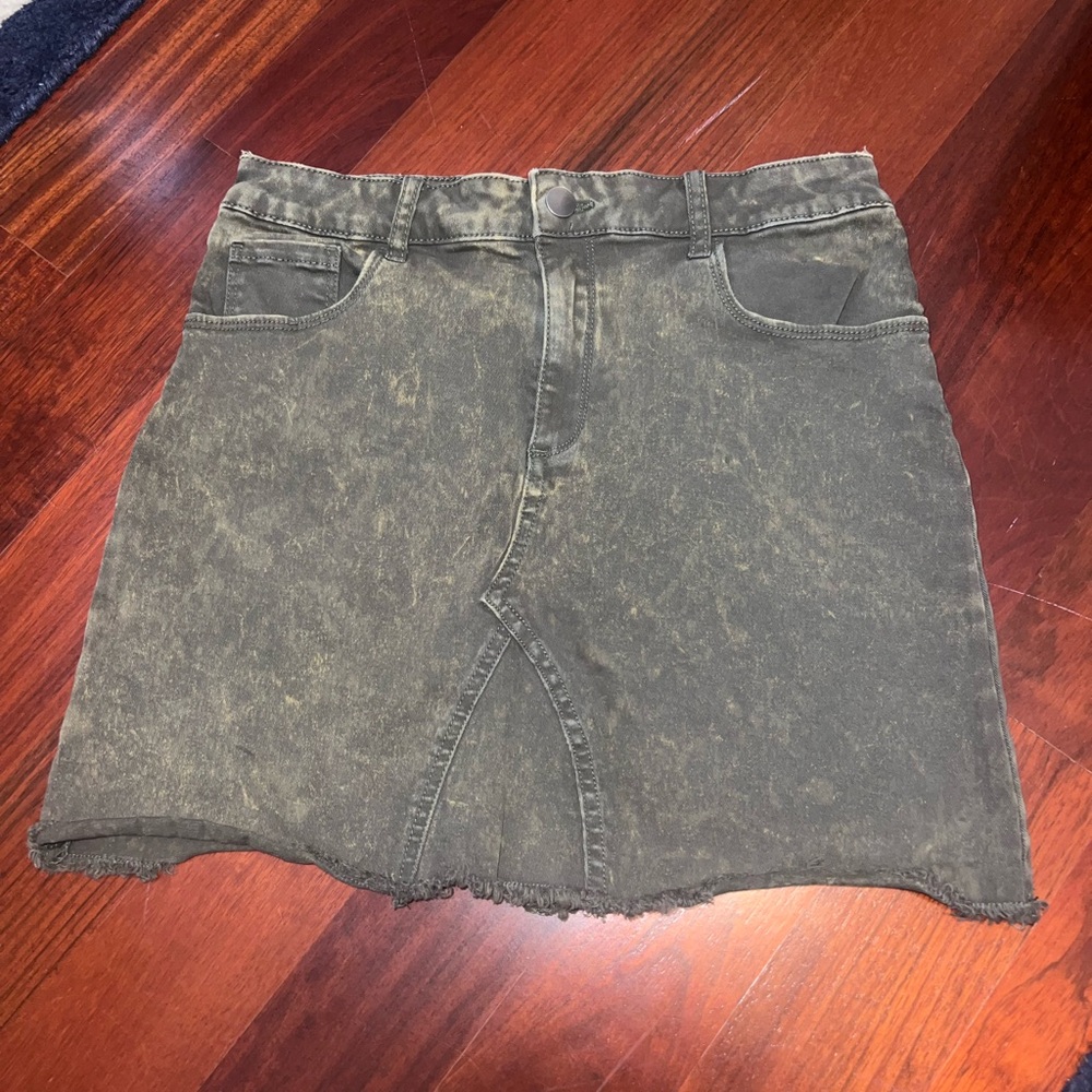 Olive Green Denim Skirt